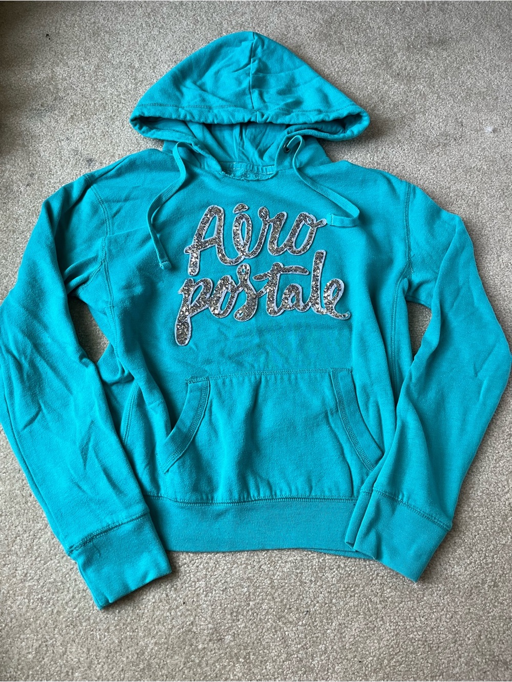 Aeropostale Teal Crewneck Hoodie with Script Logo